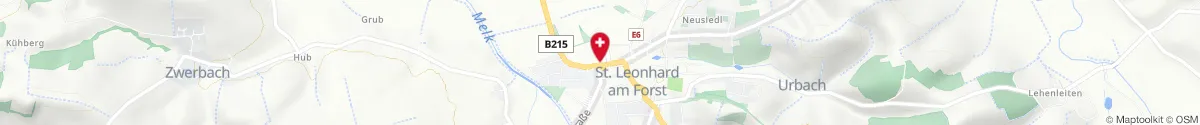 Kartendarstellung des Standorts für Apotheke Leonhofen in 3243 Sankt Leonhard/Forst